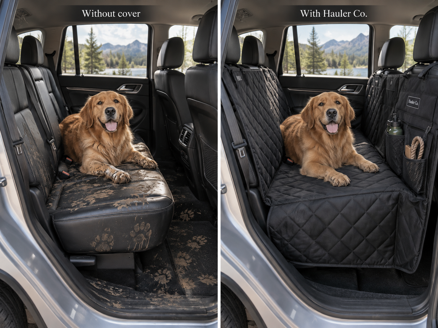 Dog car seat before and after protection